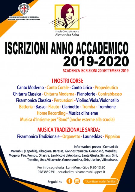 SCUOLA CIVICA DI MUSICA - ISCRIZIONI ANNO ACCADEMICO 2019/2020