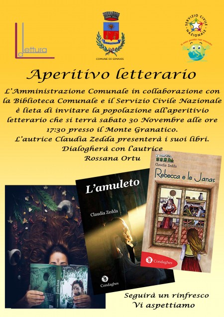 APERITIVO LETTERARIO 30 NOVEMBRE 2019 ORE 17:30 C/O LOCALI DEL MONTEGRANATICO