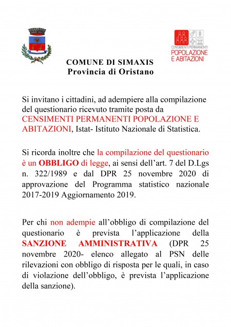 COMPILAZIONE QUESTIONARIO CENSIMENTO 2021